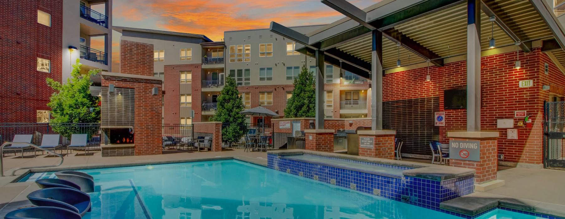 a swimming pool in a building