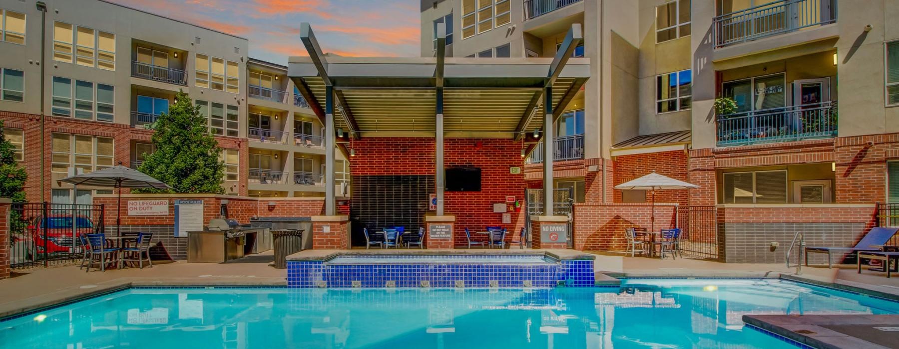 a pool in a courtyard